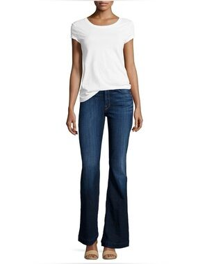 👖 7 For All Mankind Ginger Flare Blue Jeans Size 27 USA Made Minimalist Boho